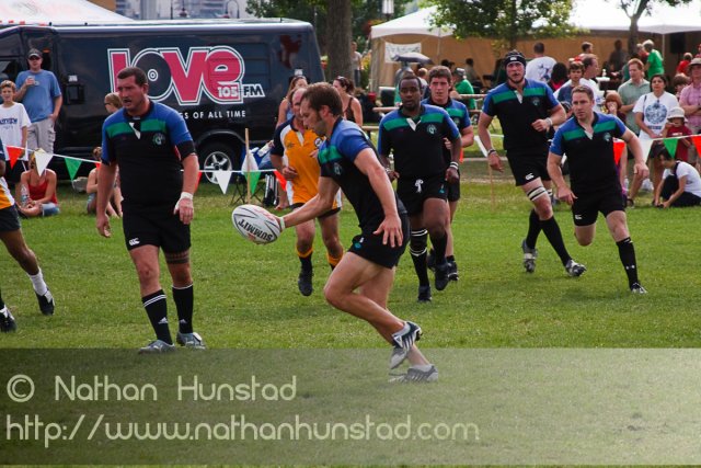 Rugby players at Irish Fest